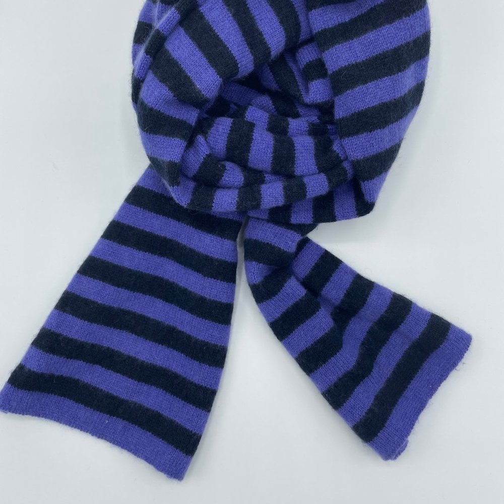 Purple and black striped cashmere scarf
